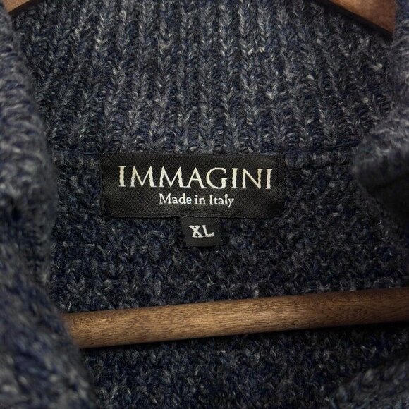 Immagini Sweater Mens XL Blue Acrylic Wool Blend Jumper Mock Neck Italy - Picture 5 of 7